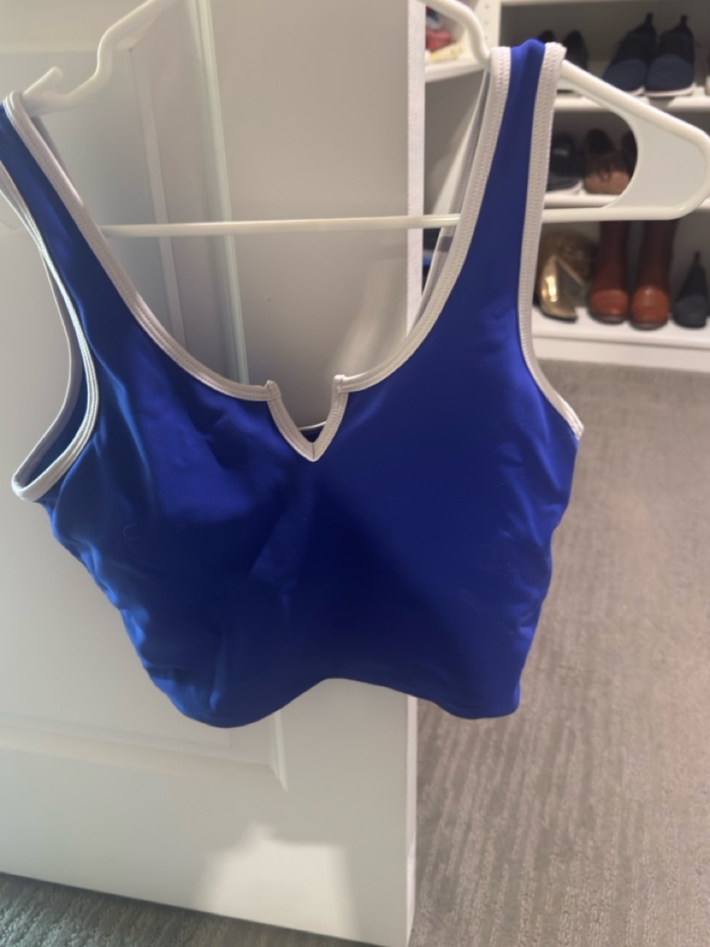 Beach Riot Royal Blue Crop tank Top with White Trim